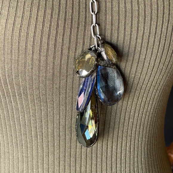 Sublime Artisan Hand Soldered Crystal Adjustable Length Y Necklace Earrings Set - Picture 4 of 14